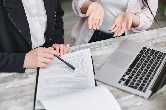 two people looking of a rental property lease